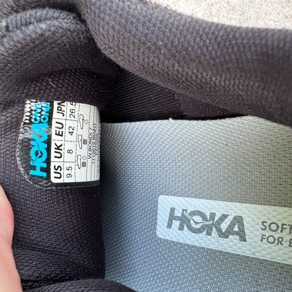 Hoka One One Bondi 7 Running Sneakers Shoes Black White Women's - Picture 10 of 11
